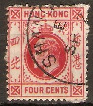 Hong Kong 1907 4c Carmine-red. SG93.